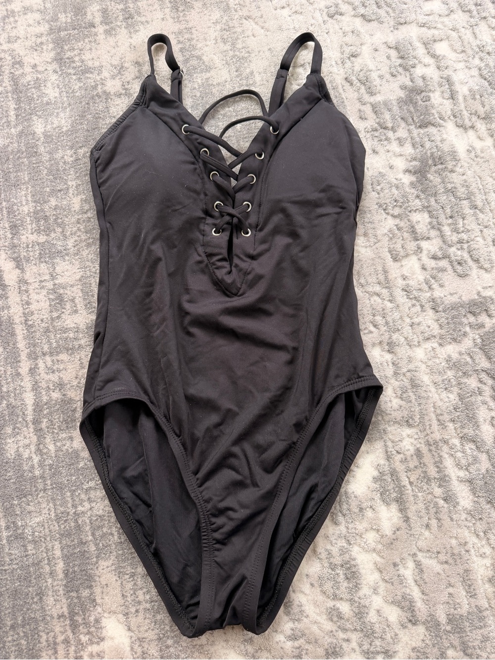 Nautica Black Lace-Up One-Piece Swimsuit